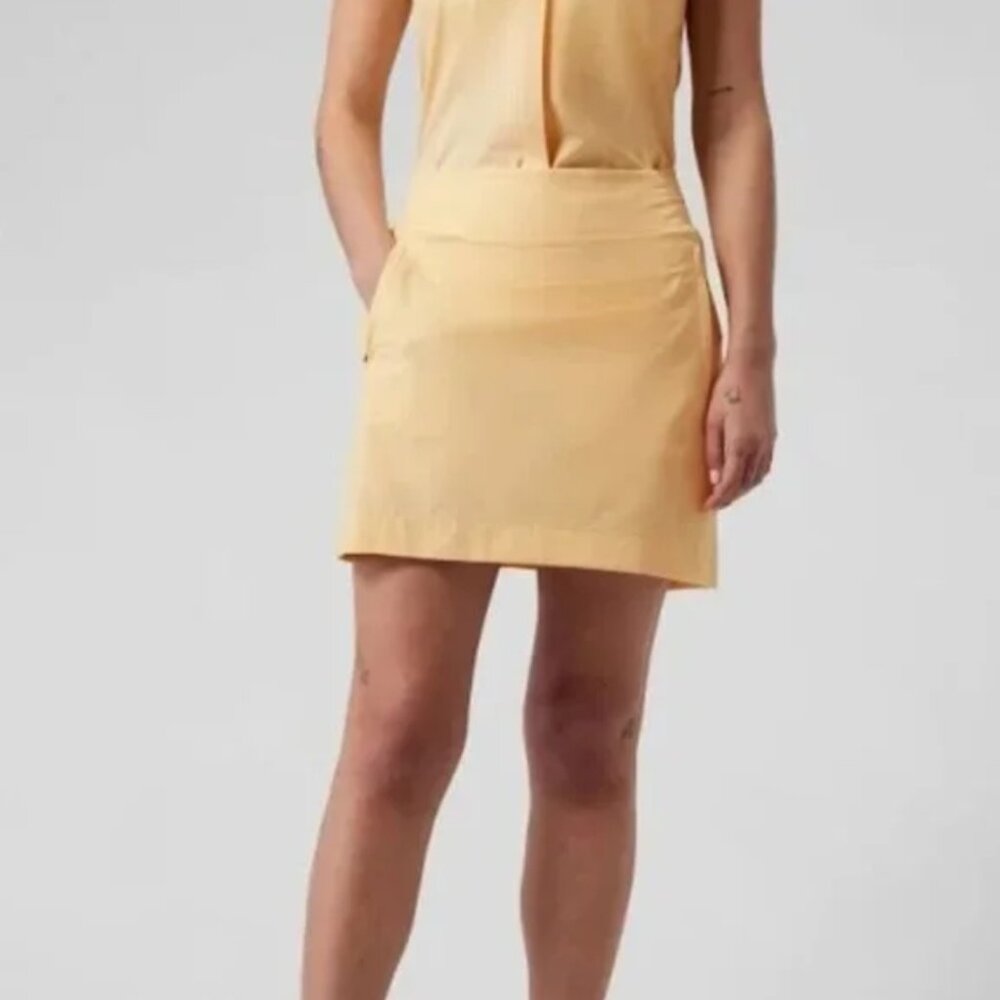 Athleta Brooklyn Skort Zip Hip Pockets Interior Shorts Butter Yellow